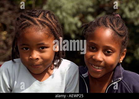 Two young ethnic kids at a housing association fun day, Brixton, London, UK. Stock Photo