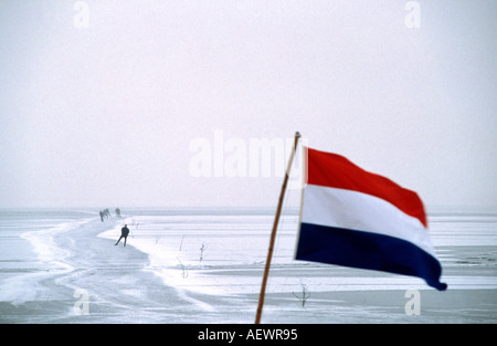 tour skating on the ijsselmeer Stock Photo