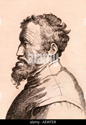 Michelangelo di Lodovico Buonarroti Simoni, 1475 – 1564,  Italian sculptor, painter, architect and poet of the High Renaissance. Stock Photo