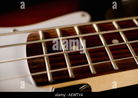 Strings on a bass guitar Stock Photo