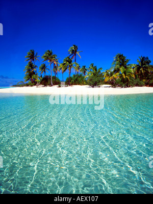 South pacific Cook Islands Aitutaki lagoon One foot Island dream beach cristal clear water Stock Photo