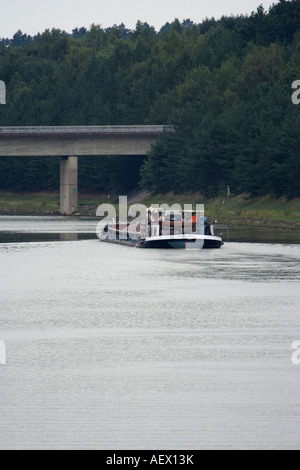 Elbe lateral Canal near Uelzen with boat Stock Photo