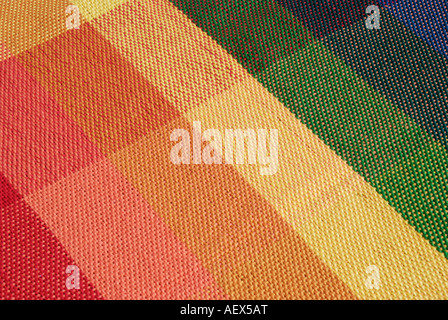 Background image Coloured fabric in check pattern Red yellow green blue Stock Photo