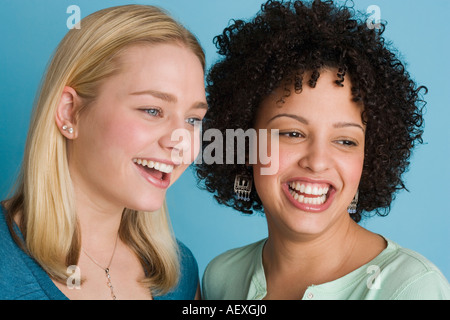 Closeup of two smiling women Stock Photo