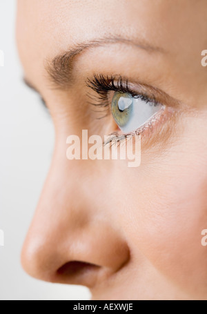 Close up profile of a womans face Stock Photo