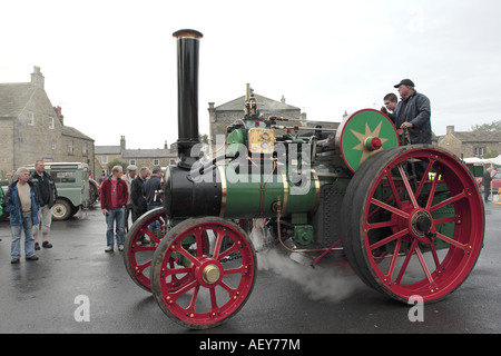 Traction engine in Masham Market Square North Yorkshire during the annual steam rally Stock Photo