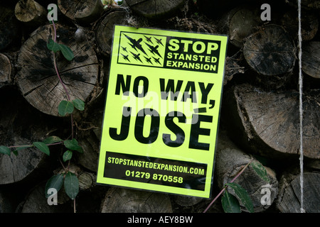 No Way José a Stop Stansted Expansion protest poster that makes reference to Ferrovial, the new owner of BAA, Essex, England UK Stock Photo