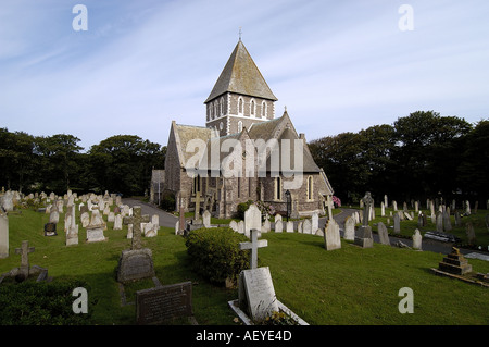 The parish church of St Anne which lies in St Anne the capital of the island of Alderney in the Channel islands UK Pictur Stock Photo