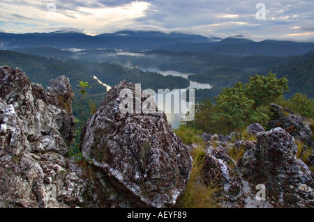 View of Klang Gates dam from Bukit Tabur quartz rock ridge in Selangor, Malaysia Stock Photo