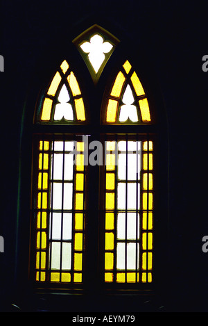 NPP71184 Stain glass window of Afghan church Christianity Colaba Bombay now Mumbai Maharashtra India Stock Photo