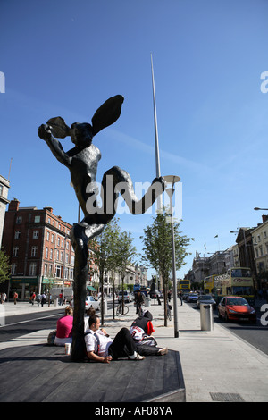 Statue in O'Connell Street, Dublin by sculptor Barry Flanagan