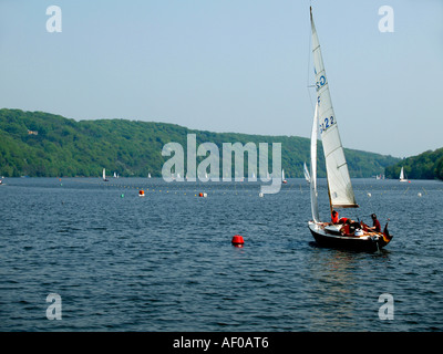 sailing boats on the Lake Baldeney Baldeneysee in Essen Stock Photo