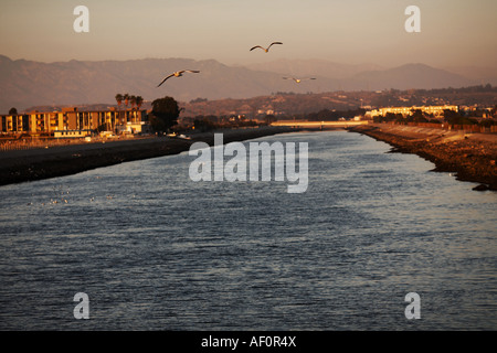 Ballona Creek at Sunset in Playa del Rey, Los Angeles County, California USA