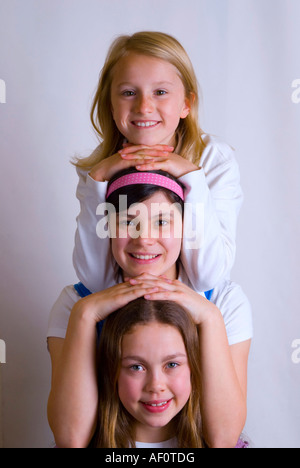 Three young female cousins Stock Photo