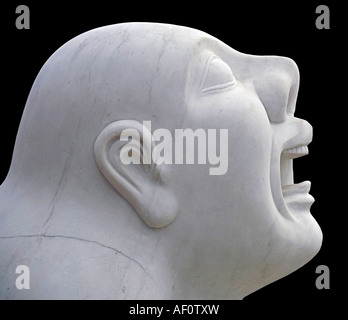 Detail of a chinese sculpture depicting a dog with the head of a man traditionally placed as guardians at compounds and palaces Stock Photo