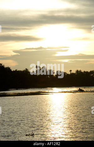 SUNSET OVER KUTTANAD LAKE Stock Photo