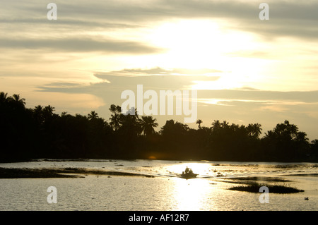 SUNSET OVER KUTTANAD LAKE Stock Photo