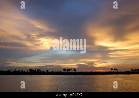 SUNSET OVER KUTTANAD LAKE Stock Photo