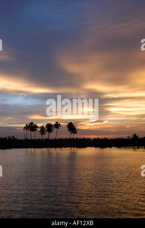 SUNSET OVER KUTTANAD LAKE Stock Photo