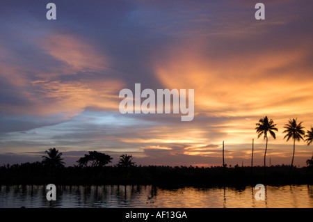 SUNSET OVER KUTTANAD LAKE Stock Photo