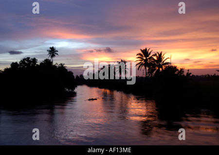 SUNSET OVER KUTTANAD LAKE Stock Photo