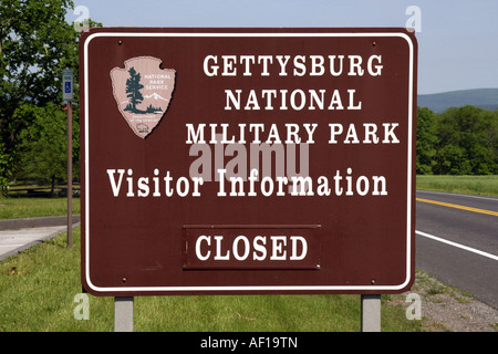 Gettysburg National Military Park sign Stock Photo