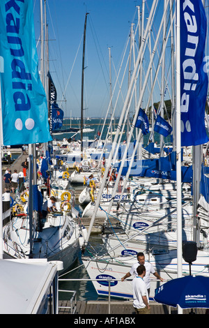 Charter sunsail yachts on dock during Cowes Week 2007 Isle of Wight Hampshire England Stock Photo