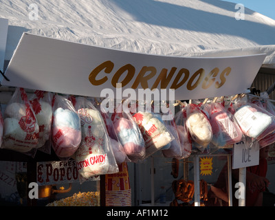 Display of cotton candy at a street vendor s stand Stock Photo