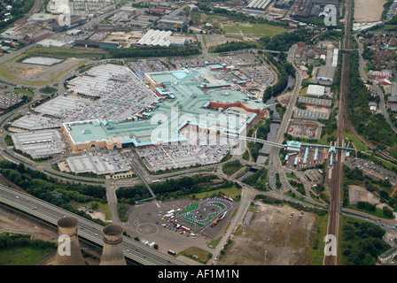 Meadowhall Shopping Centre, Sheffield, from the air, August 2007 Stock Photo