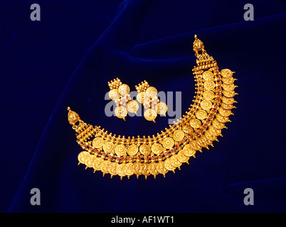 GOLD ORNAMENTS ON DISPLAY Stock Photo