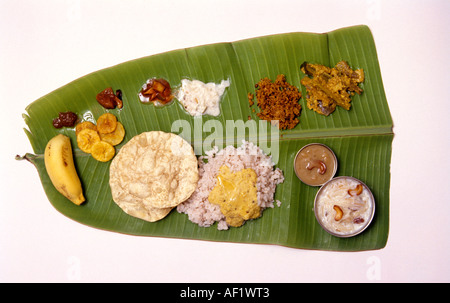 SADYA TRADITIONAL KERALA FEAST Stock Photo