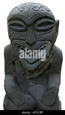 Isolated Image of a traditional Tiki Statue on Bora Bora French Polynesia Stock Photo