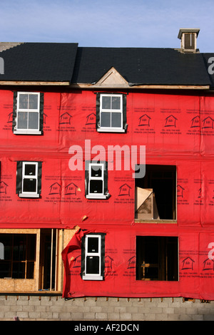 Wooden framed building being built in Bushmills, County Antrim, Northern Ireland Stock Photo