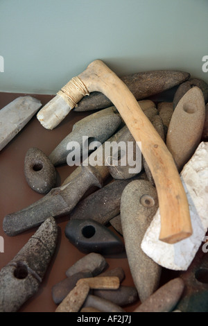 Stone axes at the museum Gotlands Fornsal in Visby Gotland Sweden Stock Photo