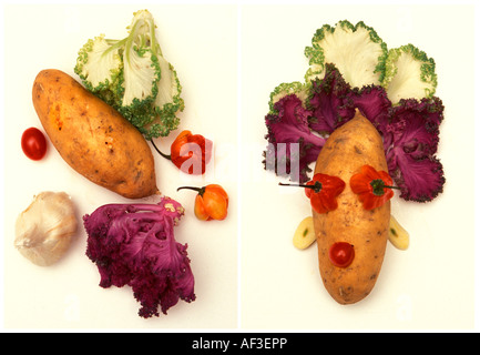 Before and after Vegetables Stock Photo