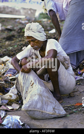 homeless seeking in the garbage, India Stock Photo