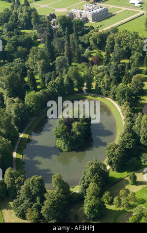 Althorp House and the Oval Lake, Earl Spencer family estate and parkland, Great Brington, Northamptonshire aerial view 2007 2000s  HOMER SYKES Stock Photo