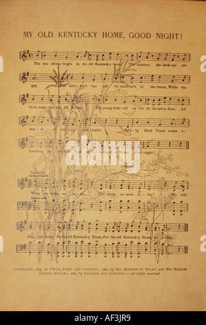 Sheet music for the song My Old Kentucky Home Stock Photo