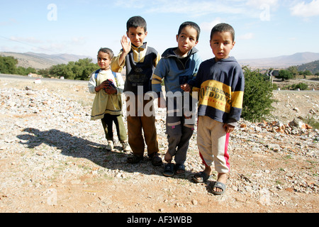 a bunch of children in the atlas mountains in morocco Stock Photo