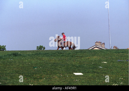 A boy with his horse on the Ballymun estate Dublin Stock Photo