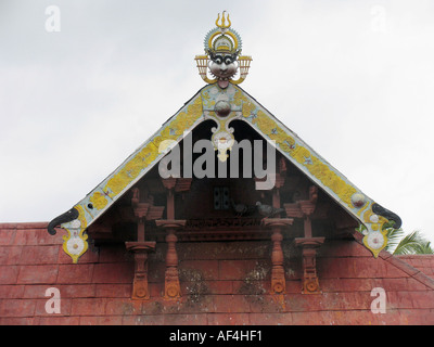 Carved temple roof of  Dharmashastra Temple, Tagari, Kerala, India Stock Photo