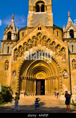 People in front of Chapel of Jak in City Park central Budapest Hungary EU Stock Photo