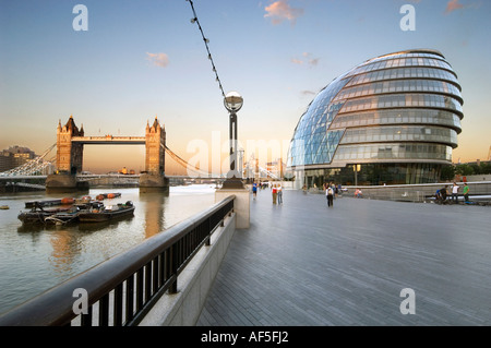 mayor of london's office london assembly with tower  bridge in background london england uk city hall Stock Photo