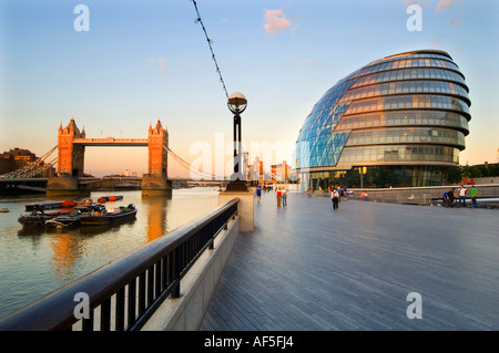 mayor of london's office london assembly with tower  bridge in background london england uk city hall Stock Photo