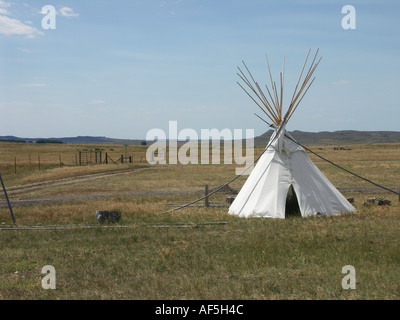 White Tepee on Prairie Stock Photo