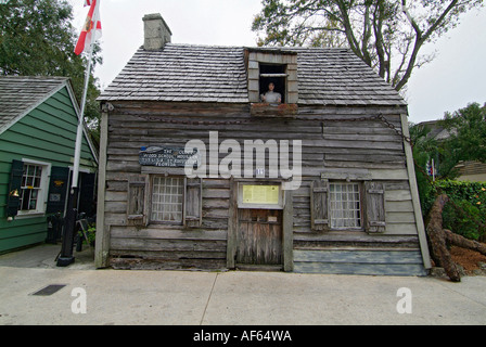 The Oldest Wood School House in the United State is within The Old City Shopping District at St Augustine Florida Fl Stock Photo