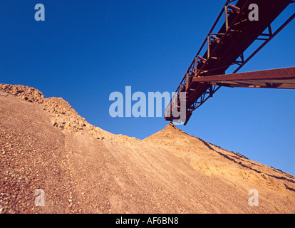 Conveyer belt in a sand pit Stock Photo