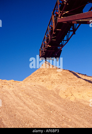 Conveyer belt in a sand pit Stock Photo