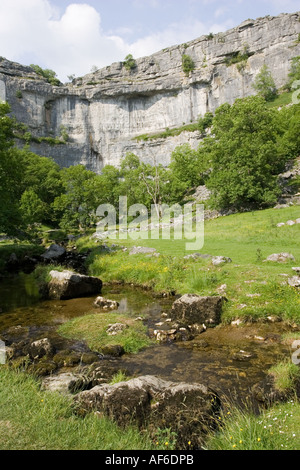 Limestone cliffs and pavement above Malham Cove Yorkshire Dales UK Stock Photo
