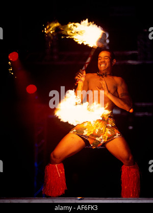 Performer with a fire stick Stock Photo